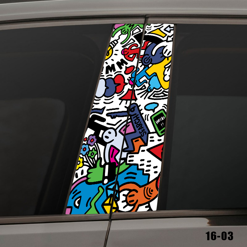 Вінілова наліпка на стійки авто Street vibes 16-03, комплект 2 шт 22×50 см