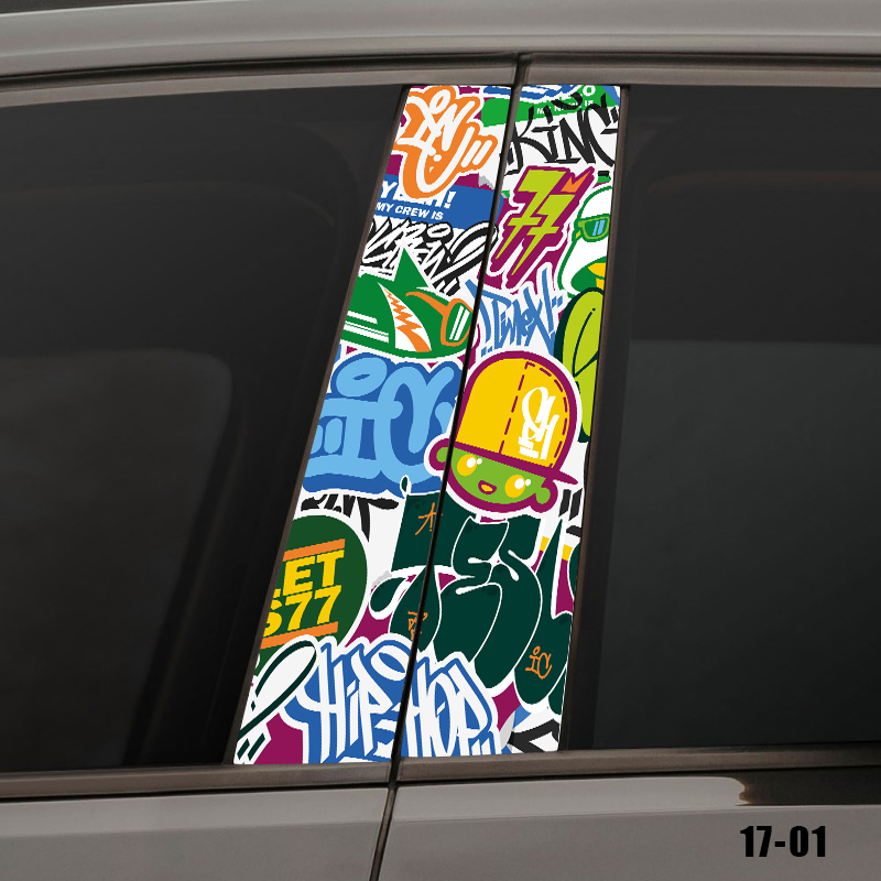 Вінілова наліпка на стійки авто Street vibes 17-01, комплект 2 шт 22×50 см