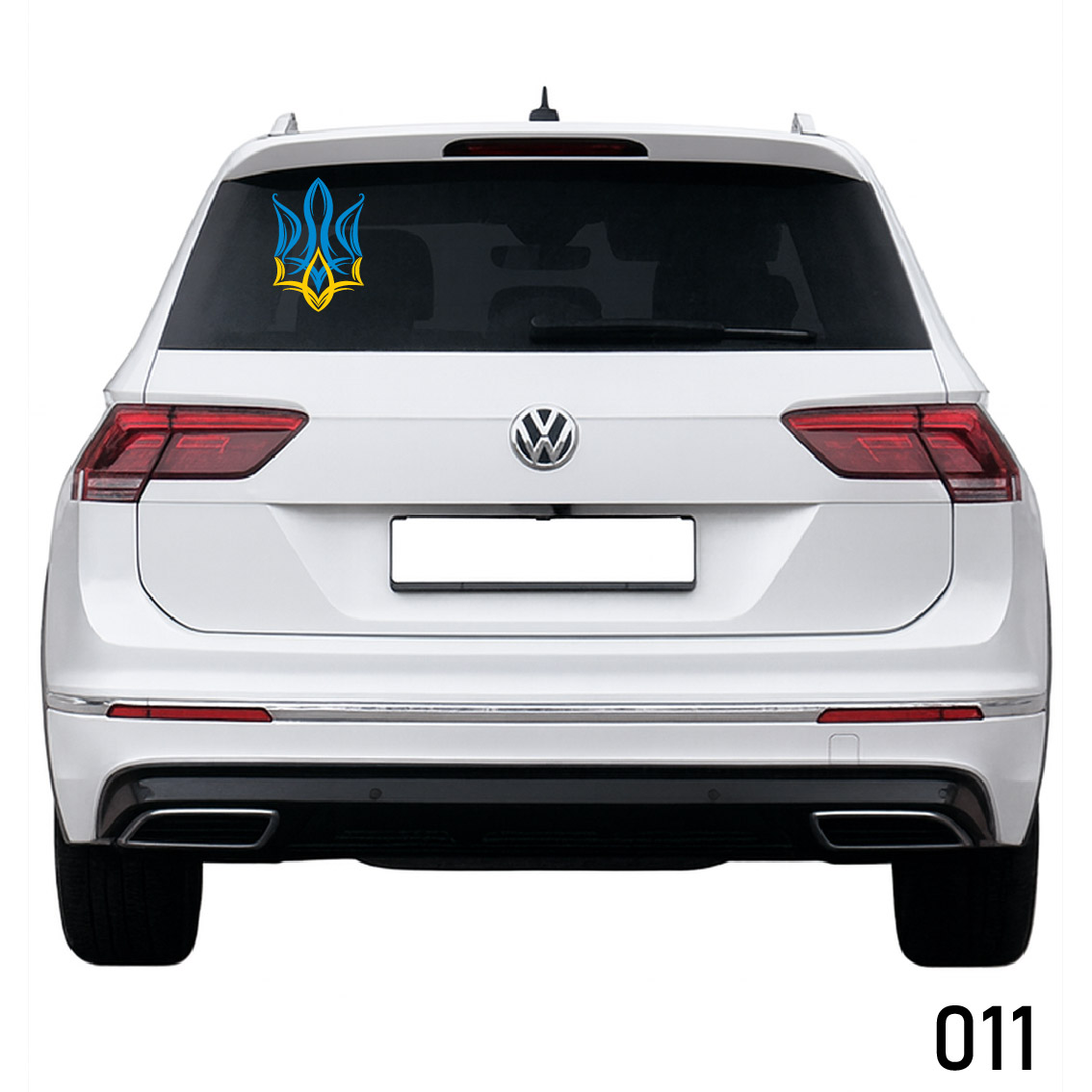 Вінілова наліпка на заднє скло авто Герб гармонійний синьо-жовтий 011 400х274мм