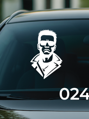 Вінілова наліпка на заднє скло авто Термінатор білий 024 30х19см