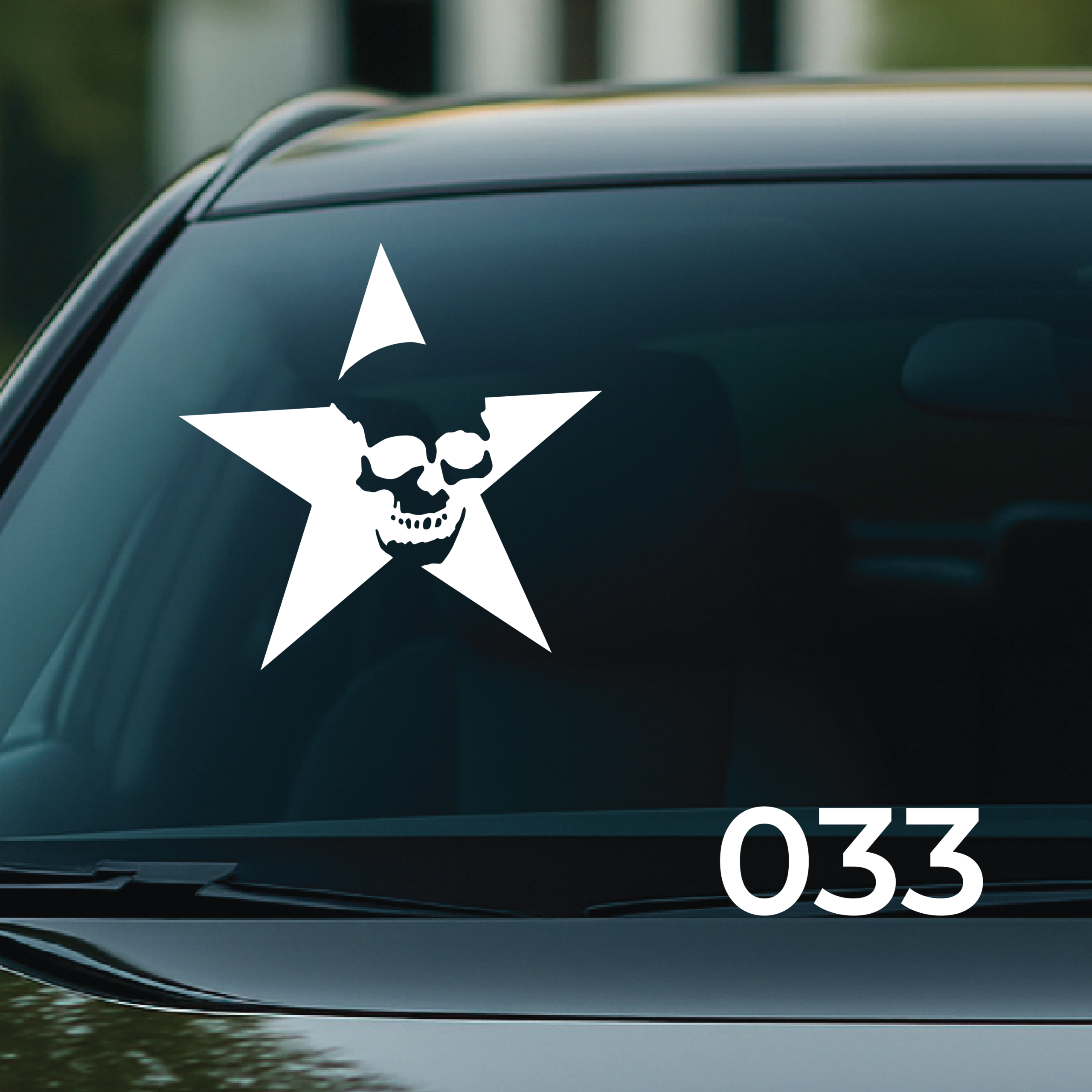 Вінілова наліпка на заднє скло авто Череп зірка 033 30х30см